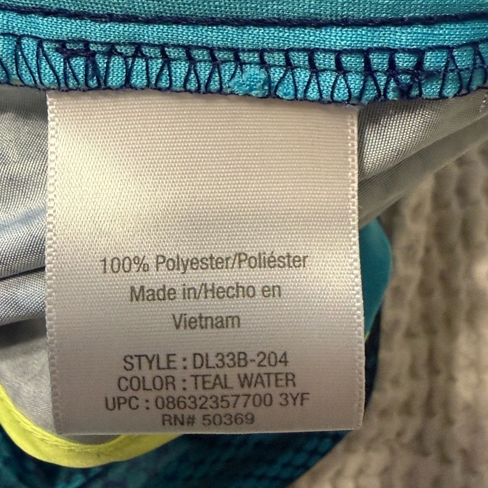 Danskin Now Blue and Green Printed Women's Shorts with side stripes XL - Picture 6 of 7